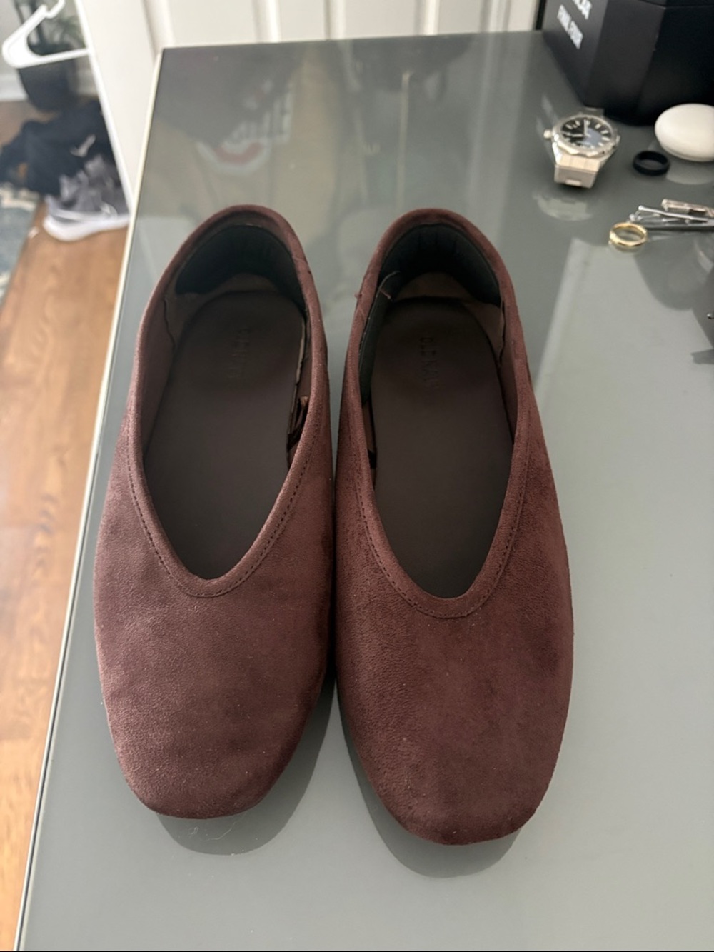 Old Navy V-Cut Brown Suede Ballet Flats